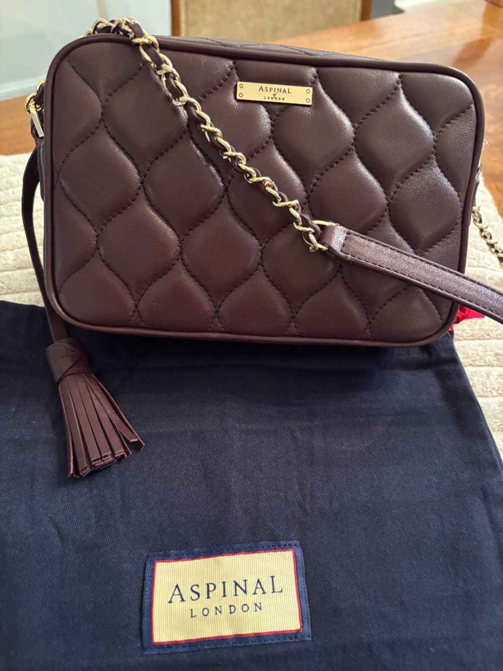 Aspinal of London Alice crossbody brand new, pristine. Fig color.